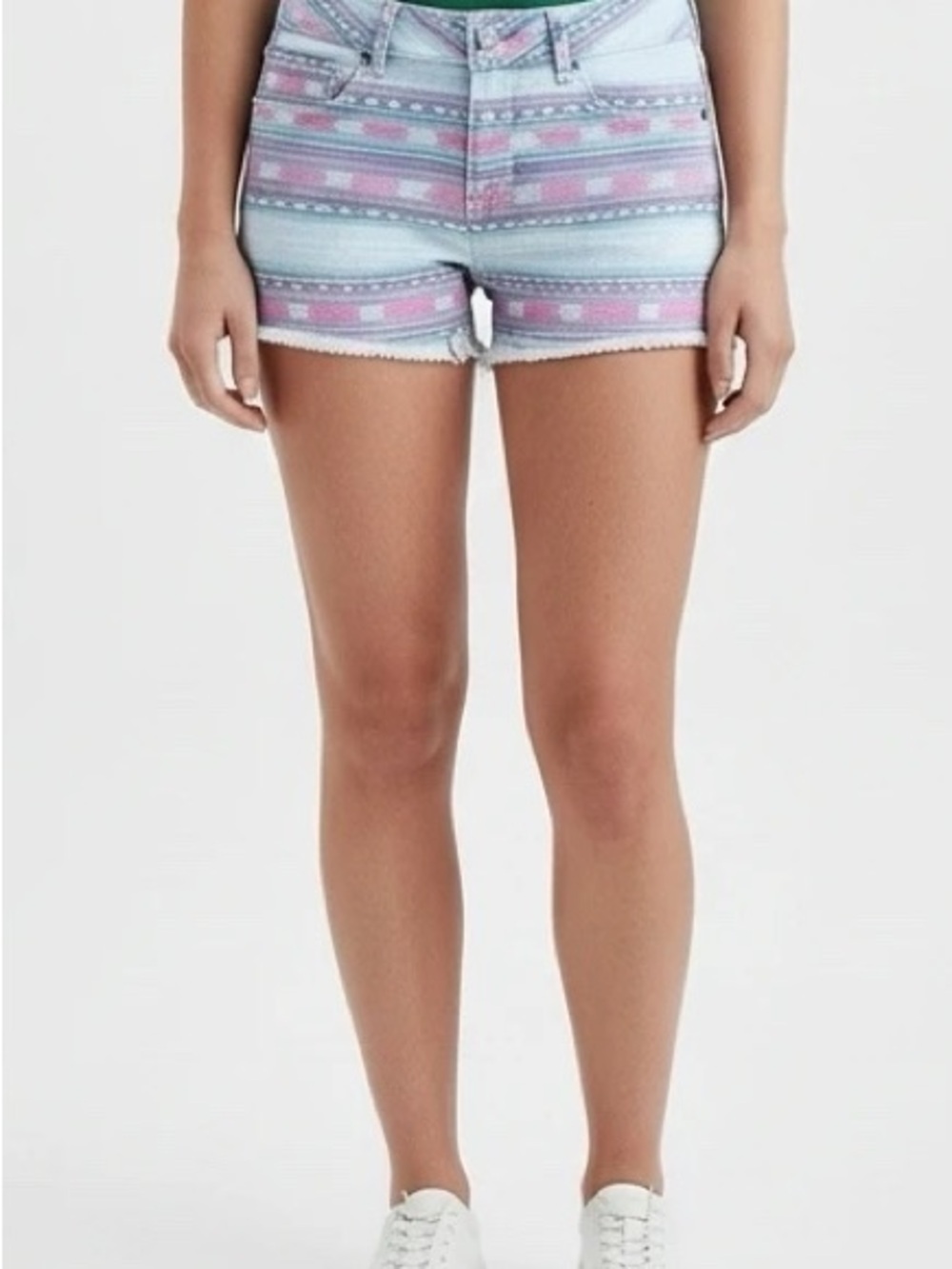American Eagle Boho Printed Denim Shorts